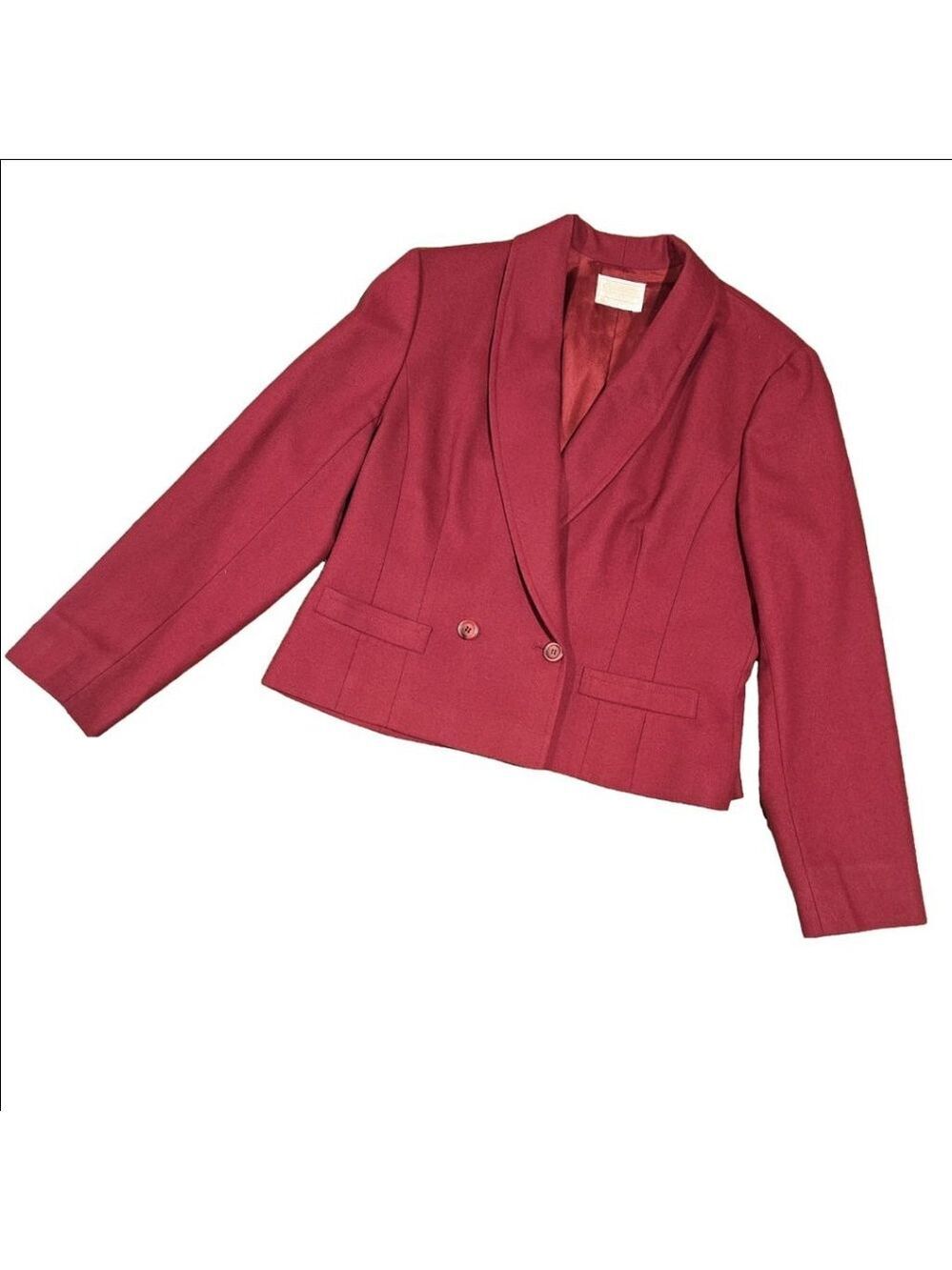 Pendleton Vintage Women's Pure Virgin Wool Blazer Size 16 Red/Burgandy